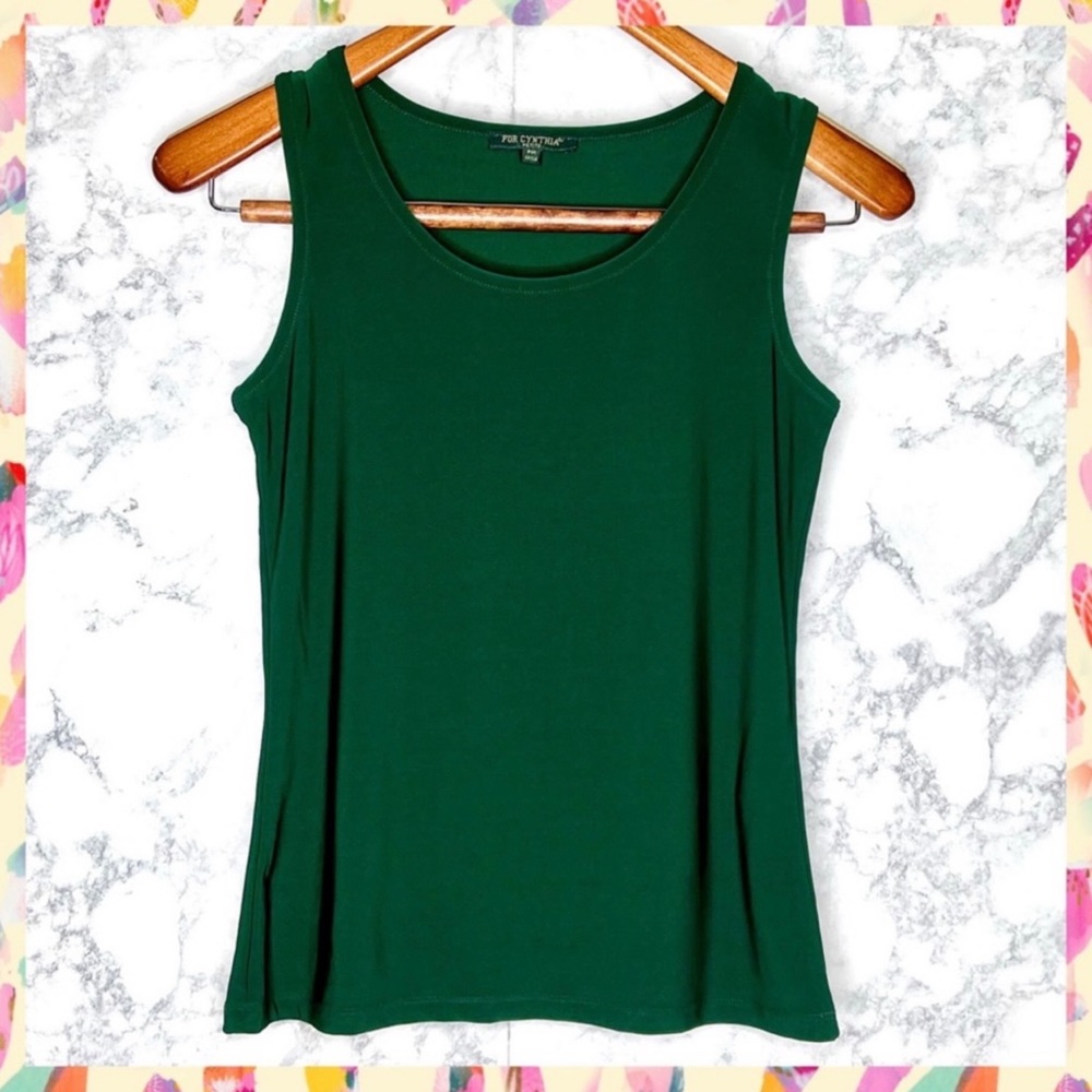 For Cynthia 90s Green Tank Top Women’s Petite Medium Sleeveless Blouse
